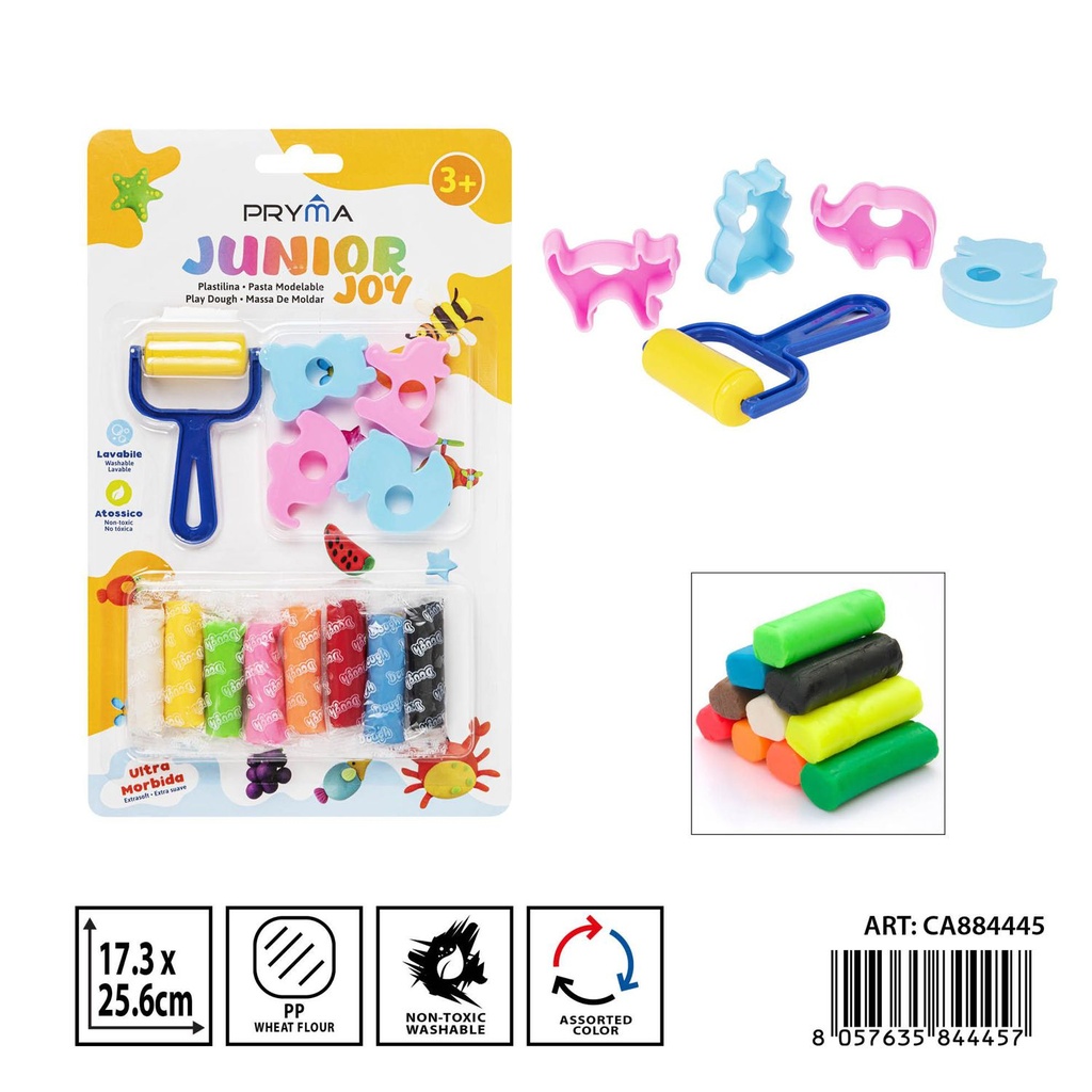 Plastilina 10g 8pz + molde 5pz para creatividad infantil