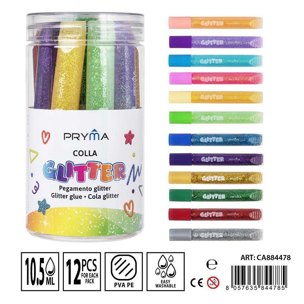 Pegamento brillante fluorescente 10.5 ml (12 unidades) - Adhesivos decorativos