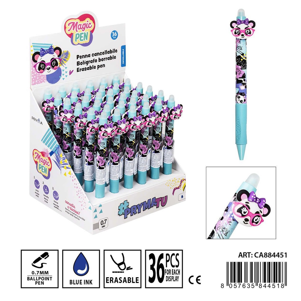 Bolígrafo borrable pluma mágica 0.7 mm panda - Instrumento de escritura divertido