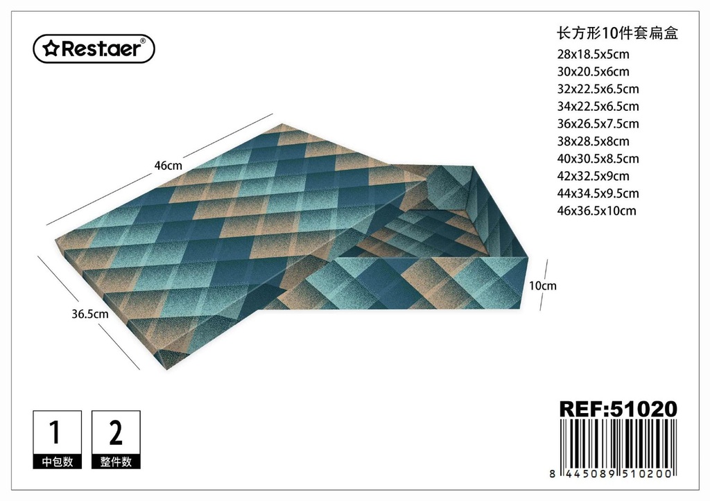  caja rectangular set de 10 piezas - Artículos de regalo