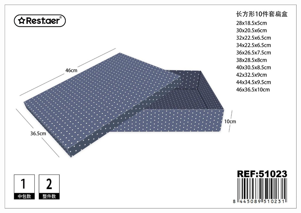  caja rectangular set de 10 piezas - Artículos de regalo