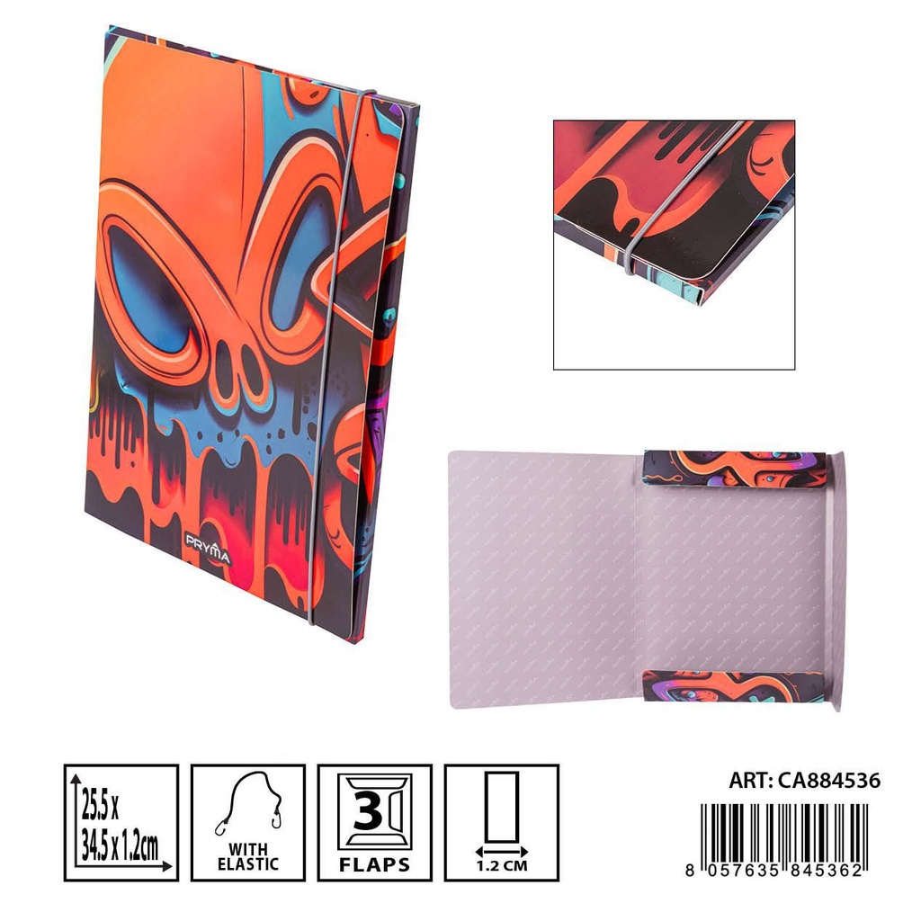 Carpeta con 3 solapas elásticas redondas 25.5 x 34.5 cm - Archivadores y folders