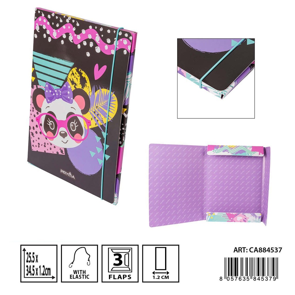 Carpeta con 3 solapas elásticas redondas 25.5 x 34.5 cm - Archivadores y folders