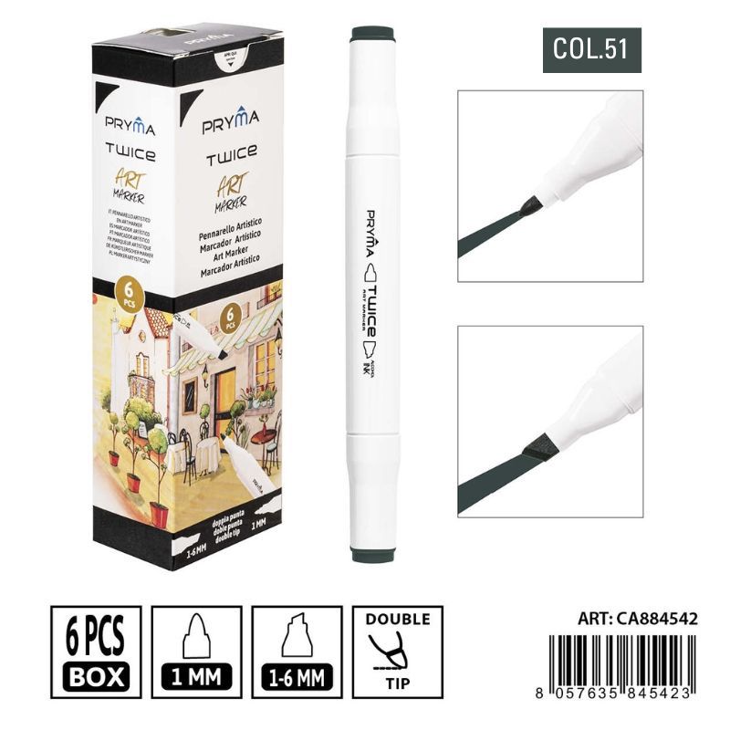 Rotulador de doble punta 2-5/3mm color 51 - Artículos de escritura