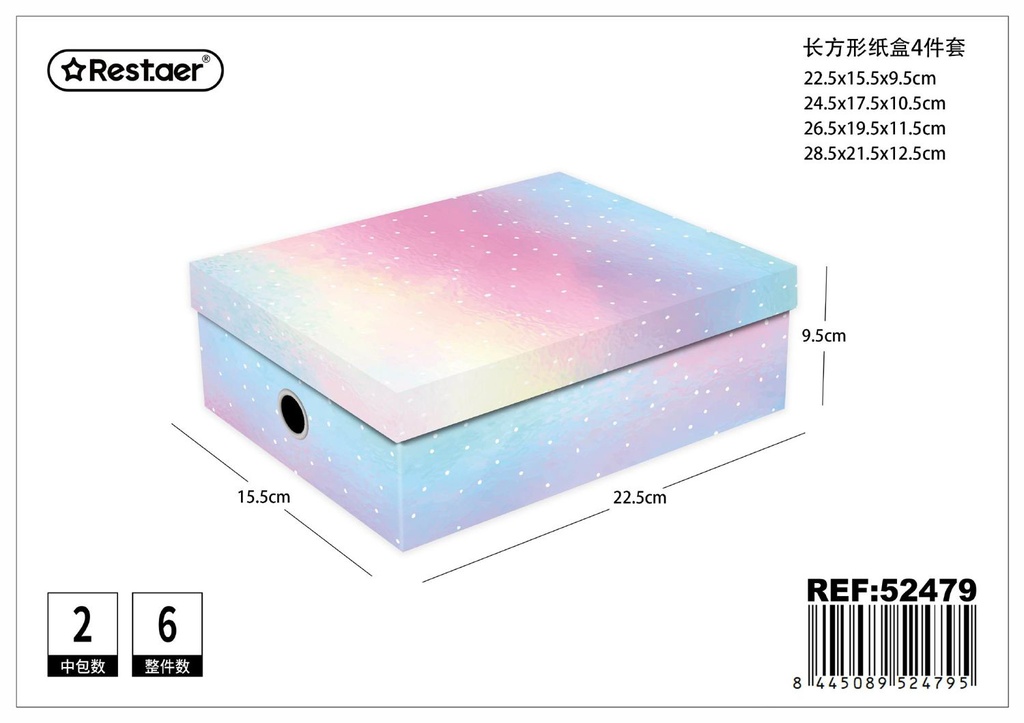 Caja rectangular de 4 piezas - Artículos de regalo