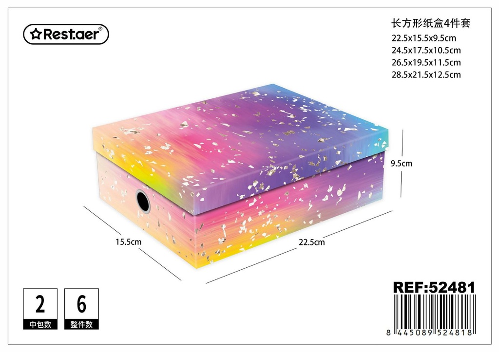 Caja rectangular de 4 piezas - Artículos de regalo