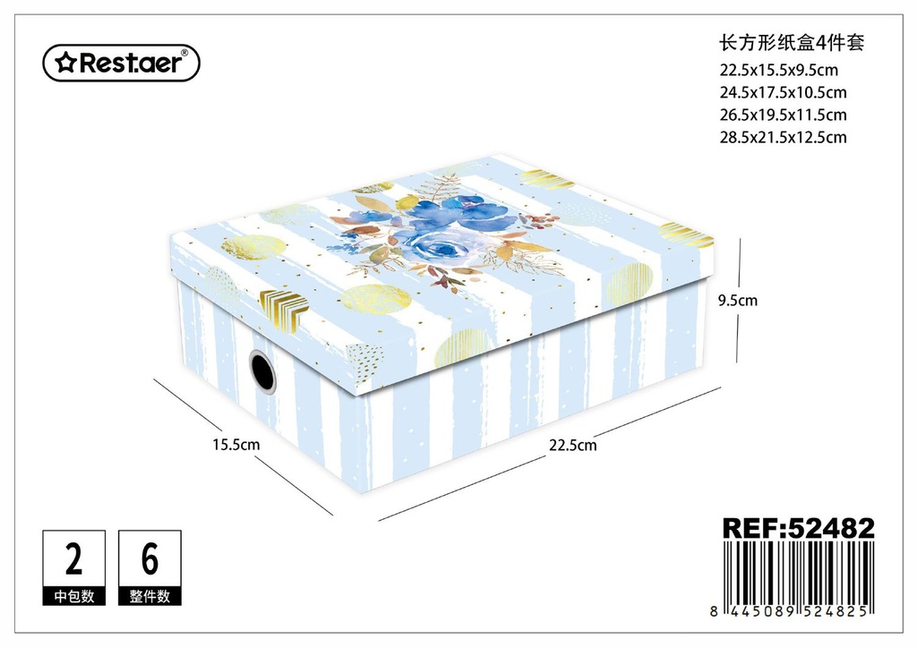 Caja rectangular de papel 4pcs para regalos y almacenamiento