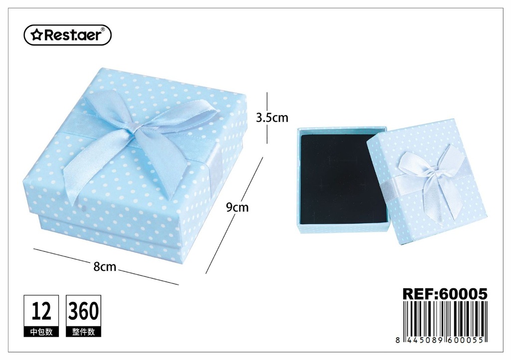 Caja de regalo rectangular 9x8x3.5cm para joyas y pequeños obsequios