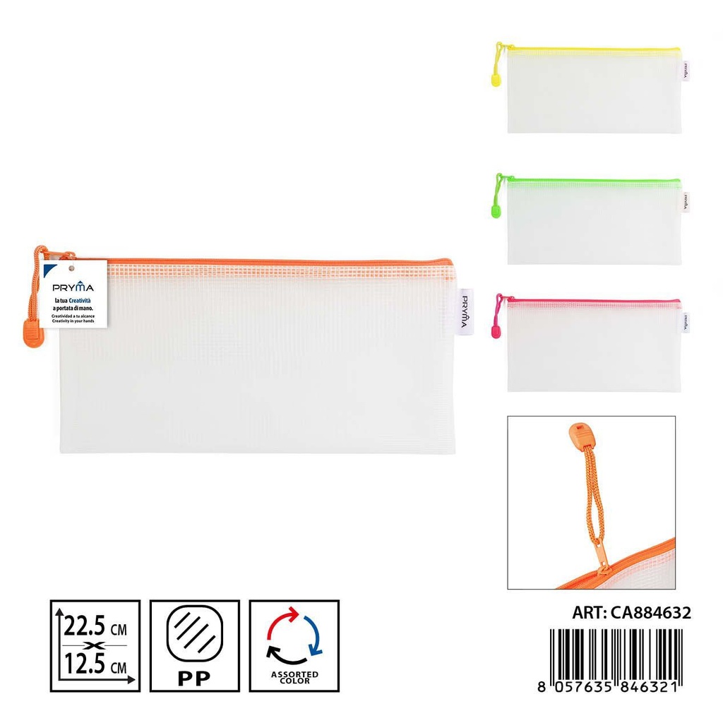 Portadocumentos EVA con cremallera 22.5x12.5cm fluo para archivos