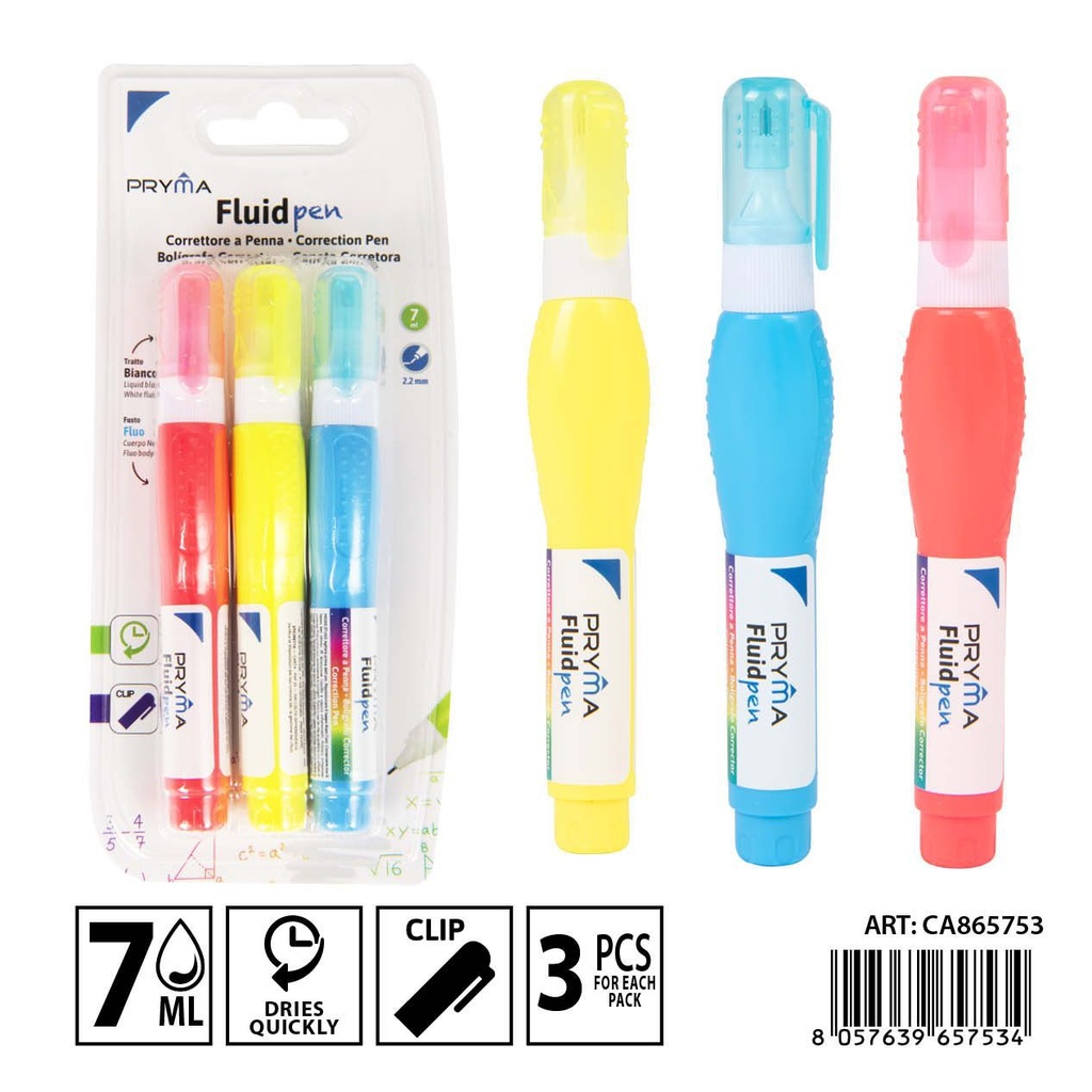 Lápiz corrector 7 ml 3 piezas - Material de oficina