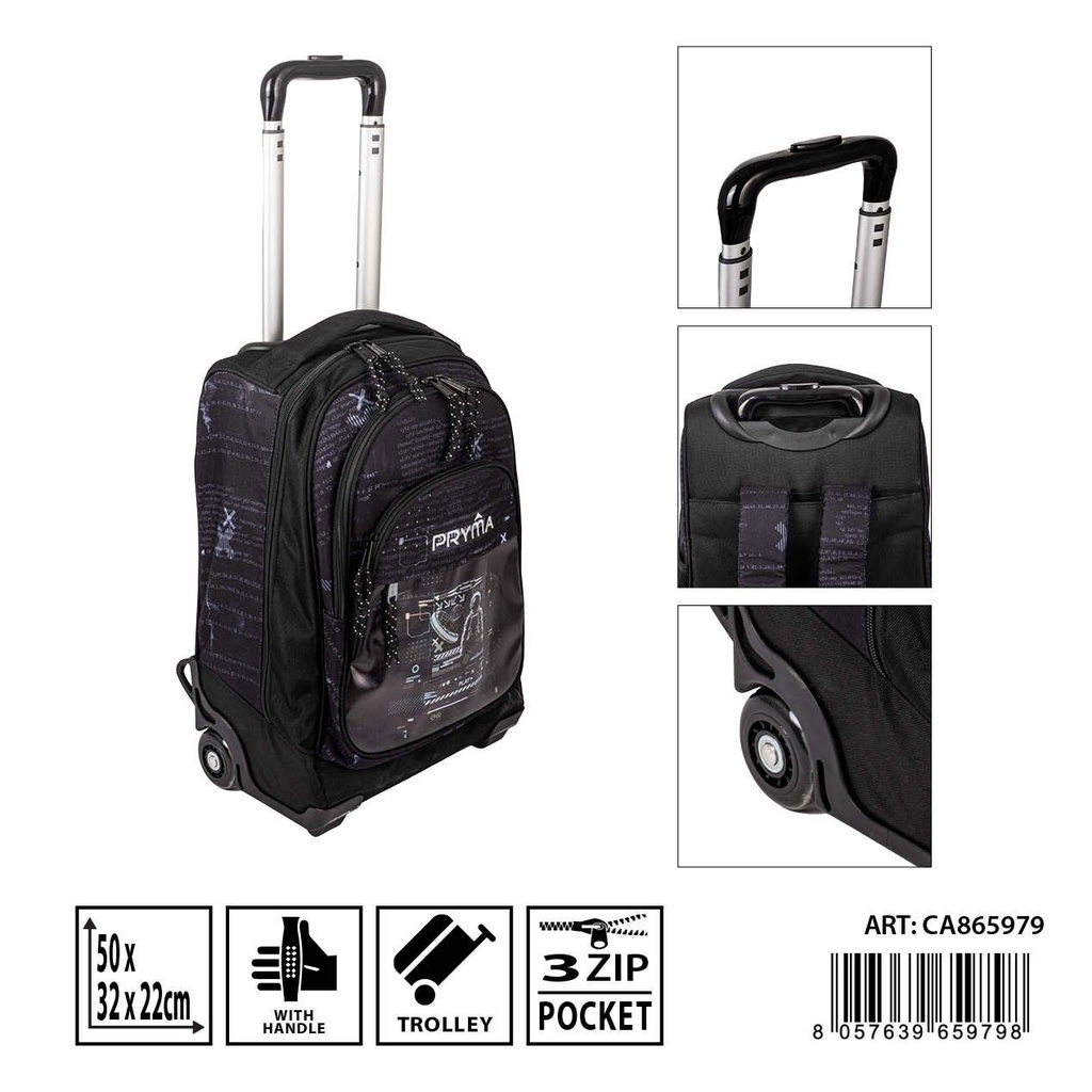 Mochila escolar con ruedas L/Cyber 50x32x22cm - Mochilas escolares y útiles