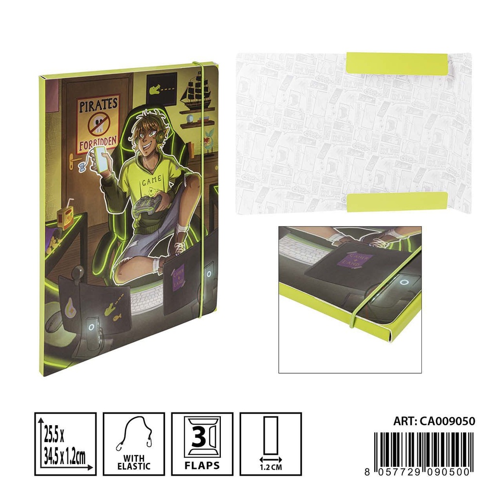 Carpeta de 3 solapas elástica 25.5x34.5x1.2cm - Papelería y organización