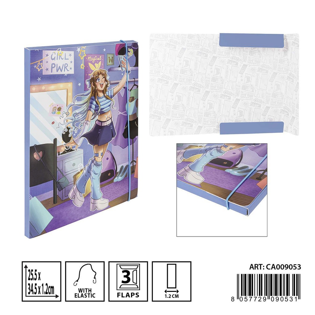 Carpeta de 3 solapas elástica 25.5x34.5x1.2cm - Papelería y organización