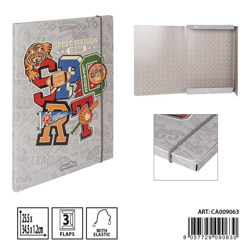 Carpeta elástica redonda de 3 solapas 25.5x34.5 cm - Archivadores y carpetas de oficina