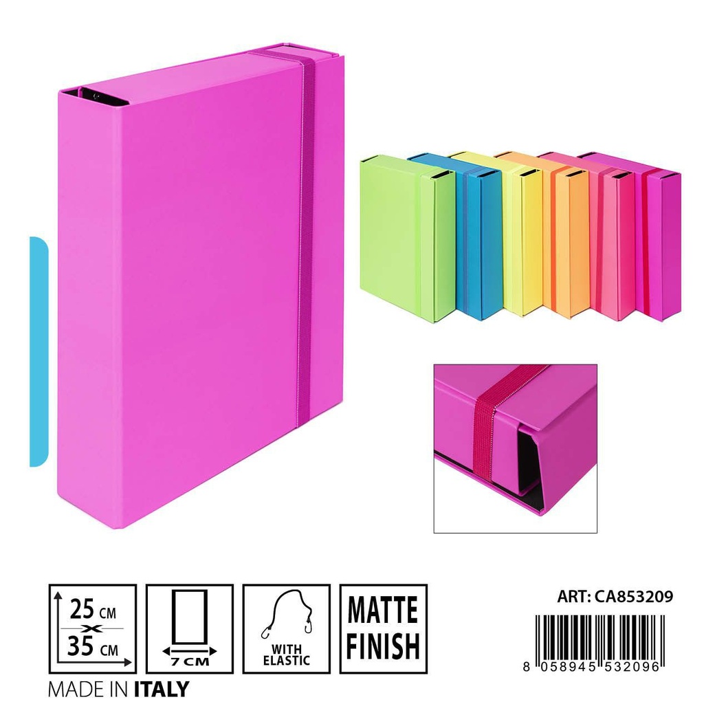 Carpeta 3/L goma plana D7 25x35 cm fluorescente - Material de oficina