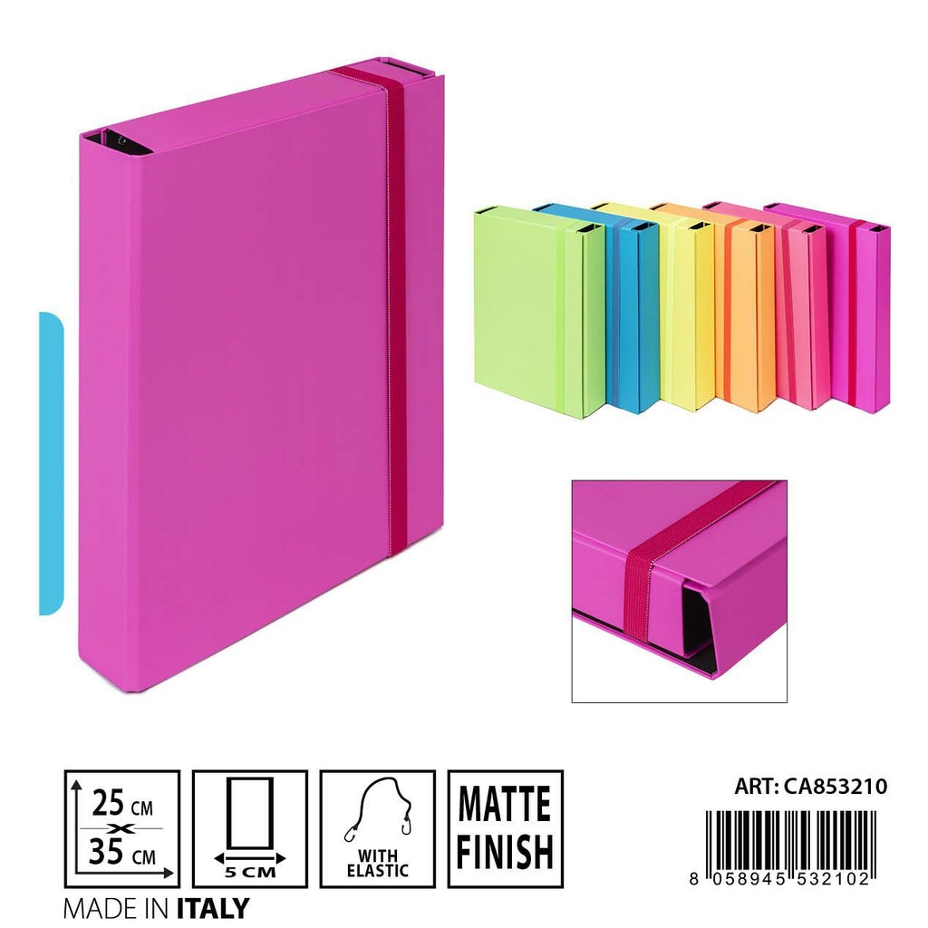 Carpeta 3/L goma plana D5 25x35cm fluor para archivadores y organización