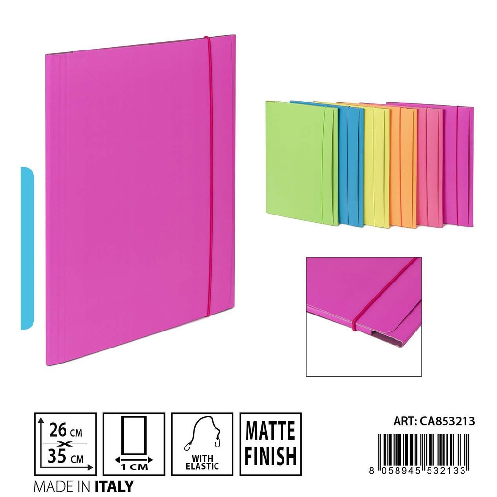 Carpeta goma redonda fluor 500g 26x35cm - Papelería