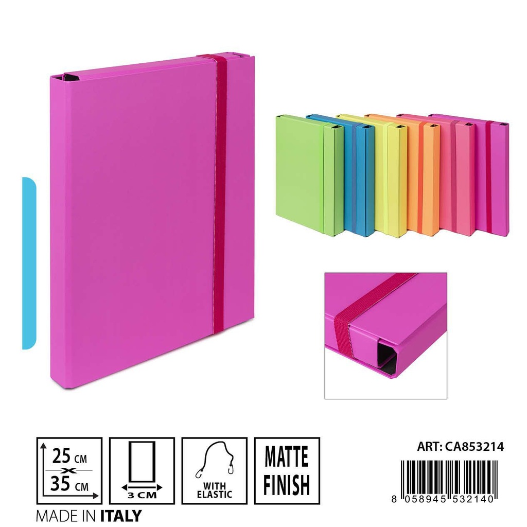 Carpeta goma plana D3 25x35cm fluor para archivadores y organización