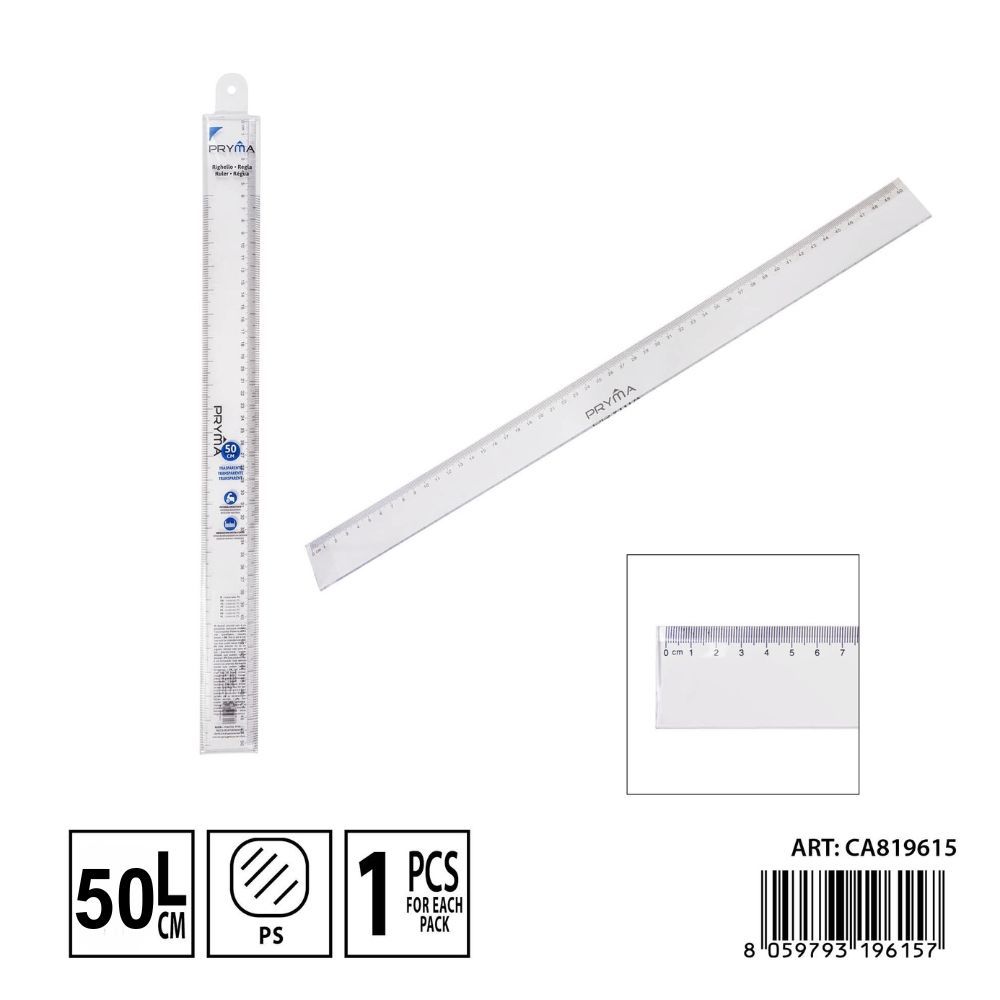 Regla transparente 50 cm - Suministros escolares