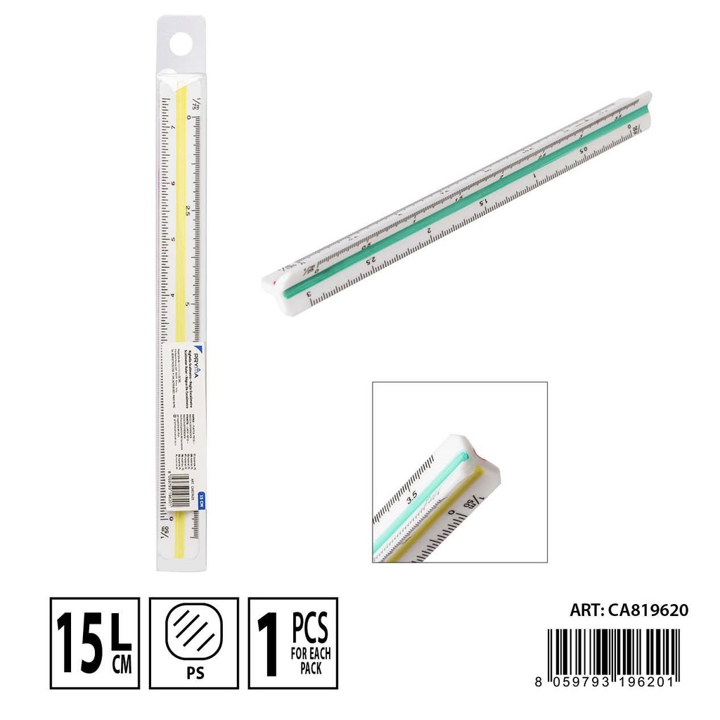 Regla escalímetro de 15 cm - Material de oficina