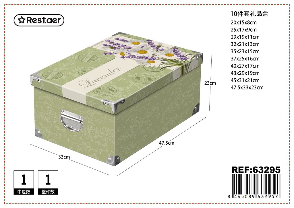 Caja de regalo 10pcs con cierre de metal 47.5x33x23cm