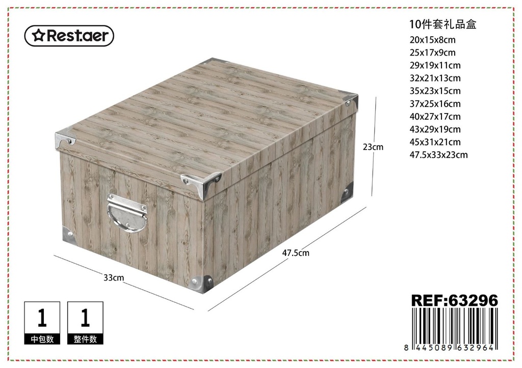 Caja de cartón con cierre metálico 10pcs 47.5x33x23cm para almacenamiento