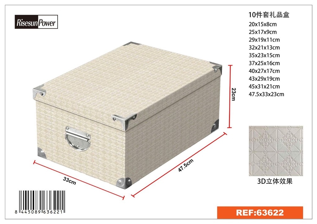 Caja de regalo 3D 10pcs con cierre metálico para presentación