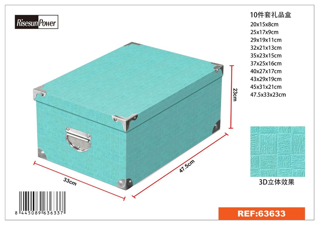 Caja de regalo con cierre de hierro 10pcs 47.5x33x23cm