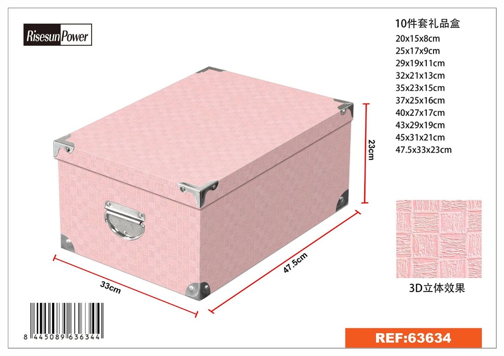 Caja de regalo con broche de metal set de 10 piezas para embalaje