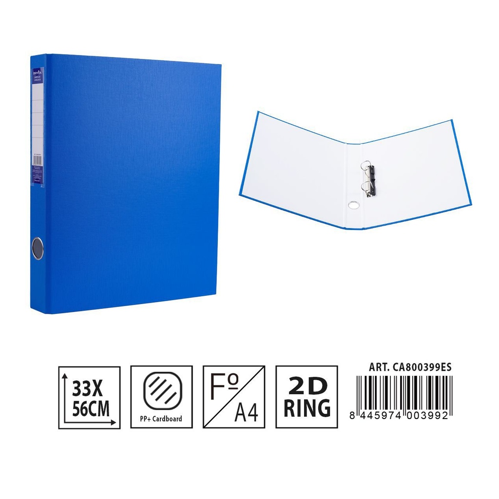 Carpeta de 2 anillas D2 azul para archivadores y oficina