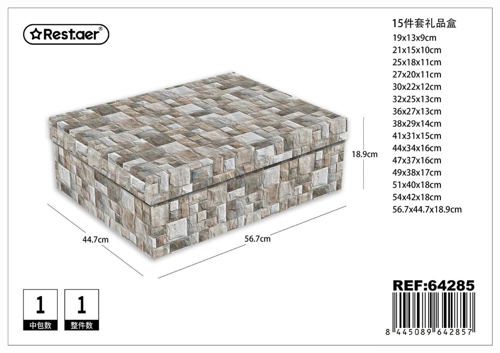 Caja de regalo de cartón con 15 piezas 56.7x44.7x18.9cm