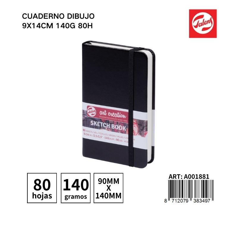 Cuaderno de dibujo 9x14 cm 140g 80 láminas - Material escolar