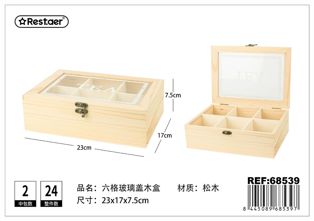 Caja de madera con vidrio 30x22.7x10.3 cm - Artículos de regalo de madera