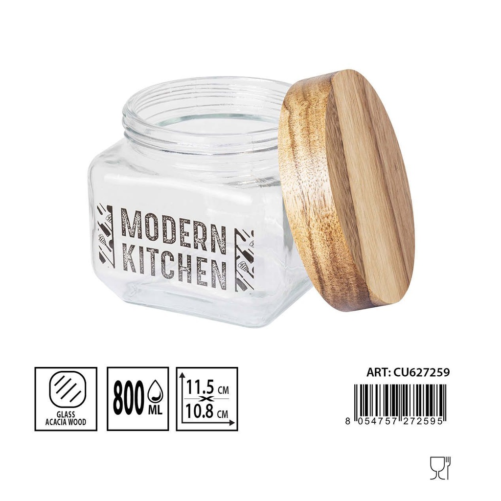 Bote de vidrio con tapa 11.5x10.8 cm 800 ml - Utensilios de almacenamiento