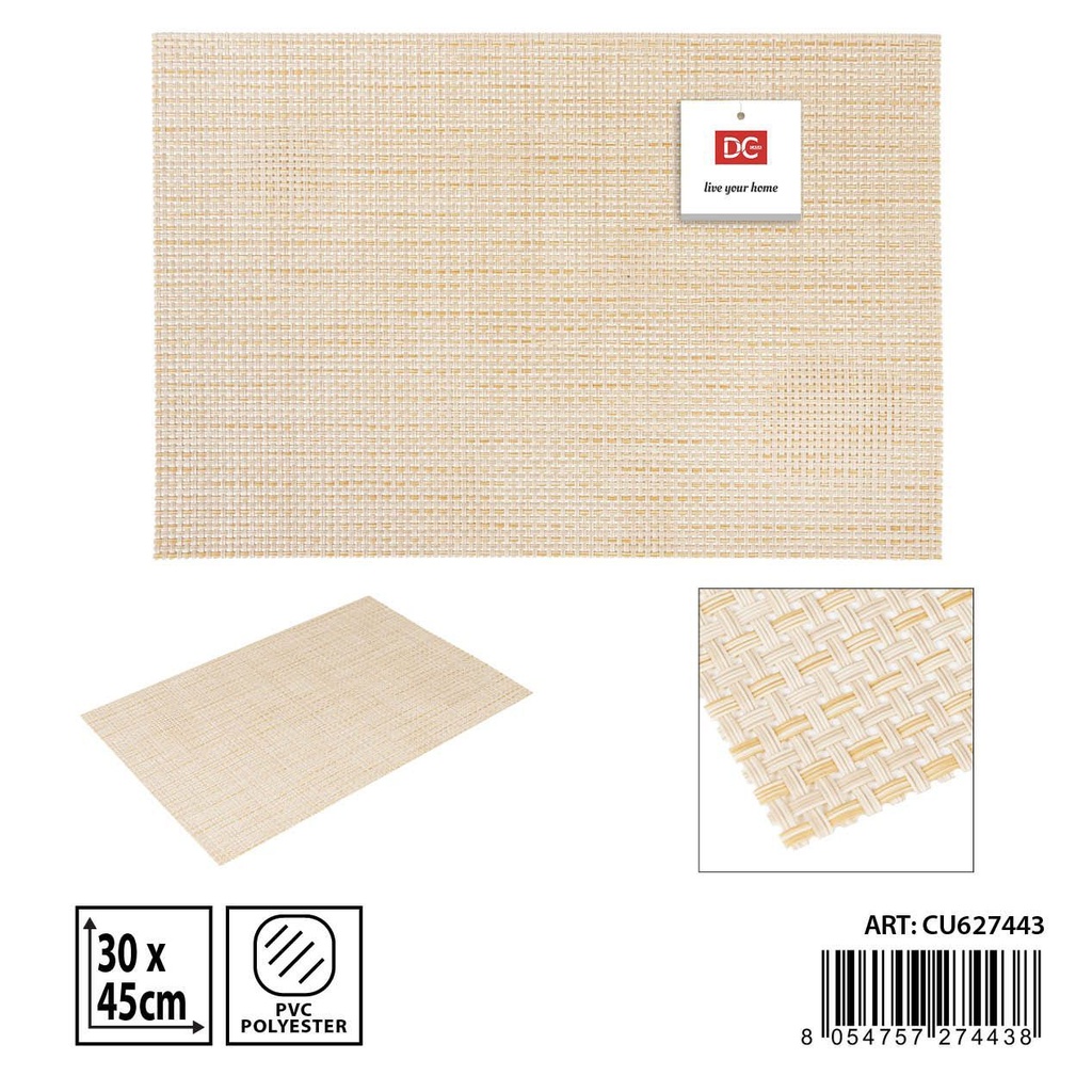 Salvamantel individual PVC beige 30x45cm para mesa y decoración