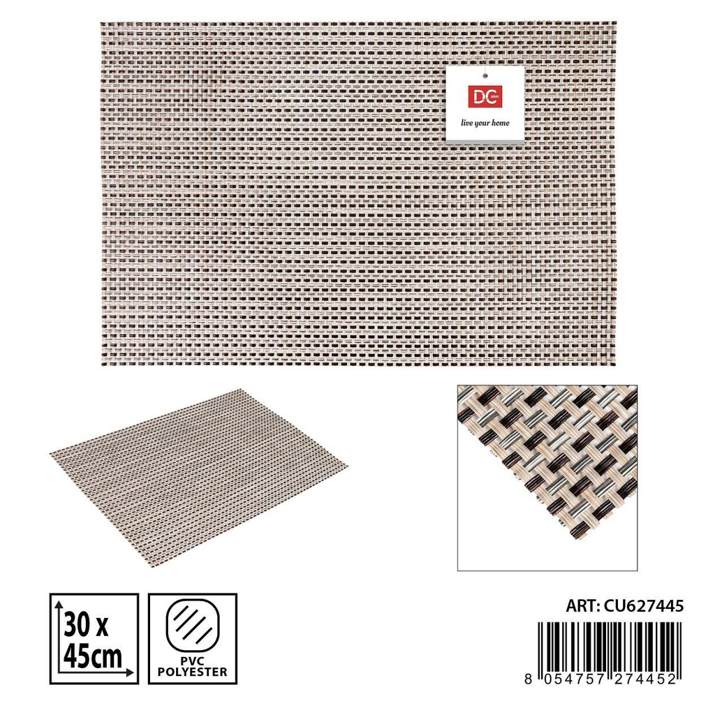 Salvamantel individual marrón/beige de PVC 30x45cm para mesa