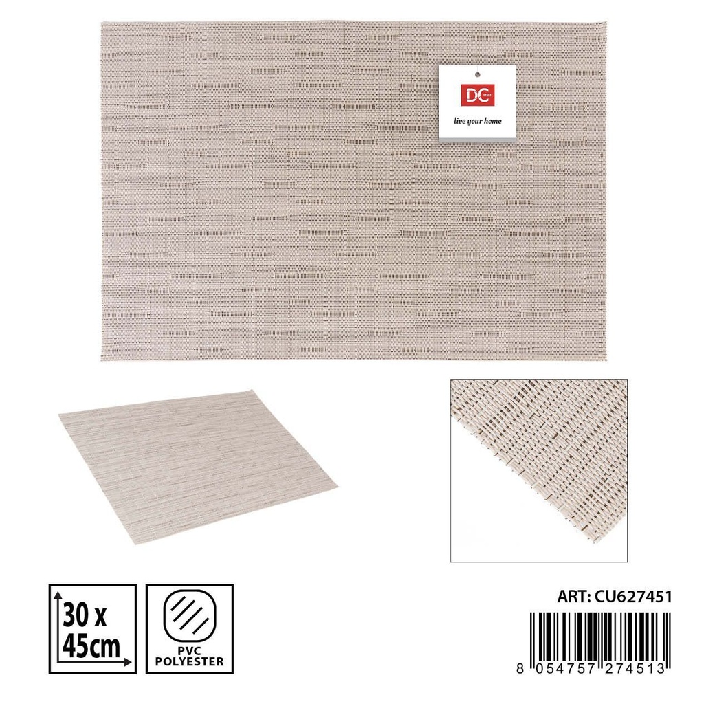 Salvamantel individual 30x45cm beige de PVC para mesa