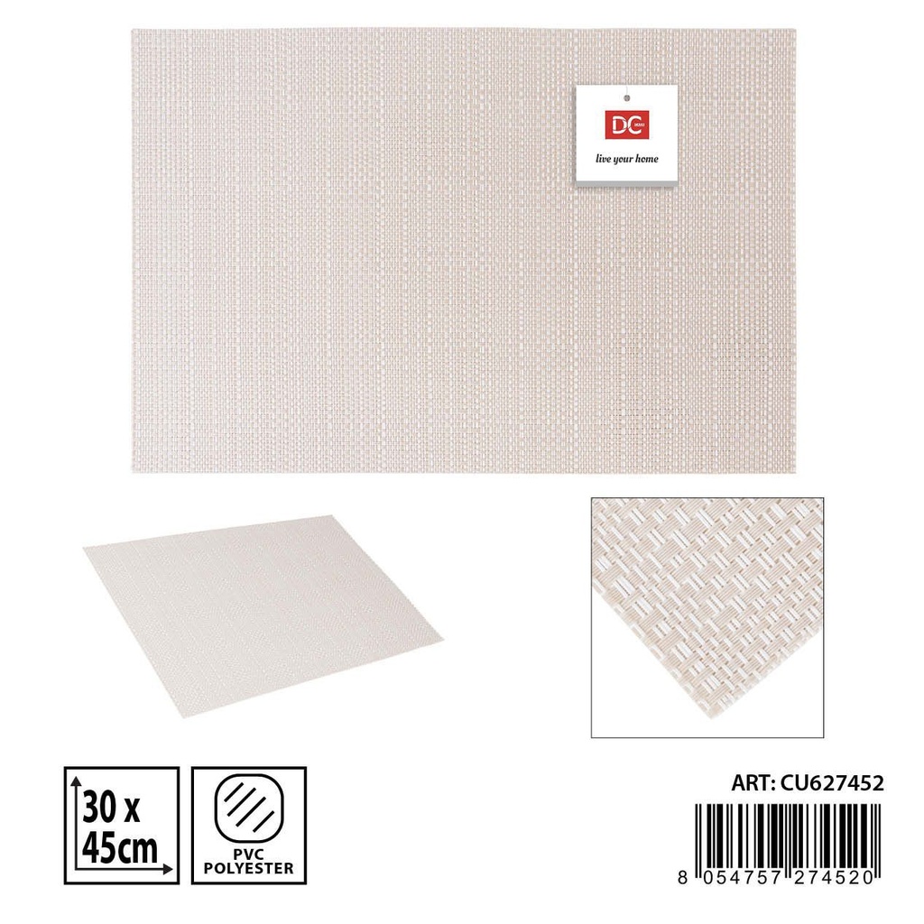 Salvamantel individual PVC beige 30x45cm para mesa y decoración