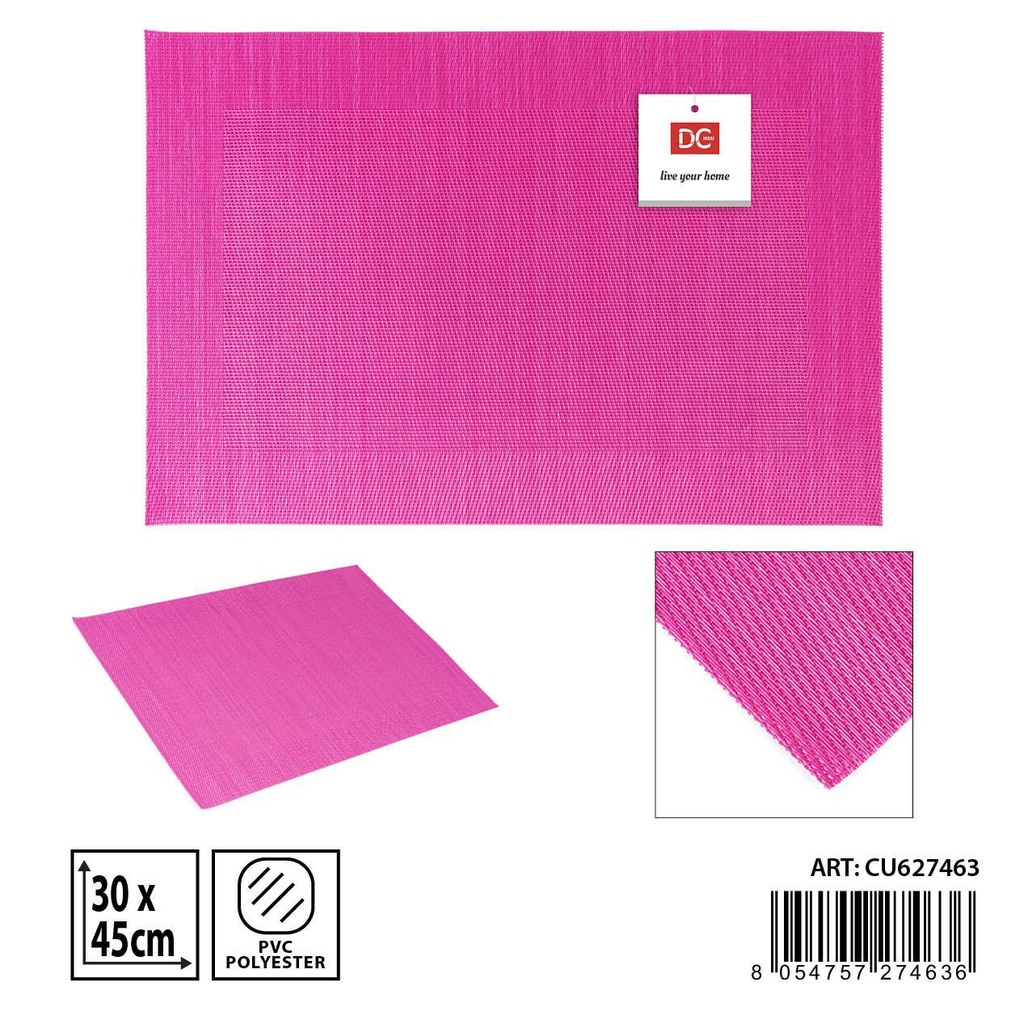 Salvamantel individual fucsia de PVC 30x45cm para mesa