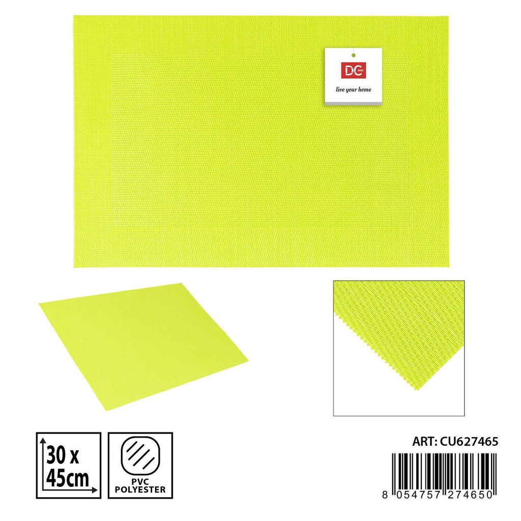 Salvamantel individual verde de PVC 30x45cm para mesa