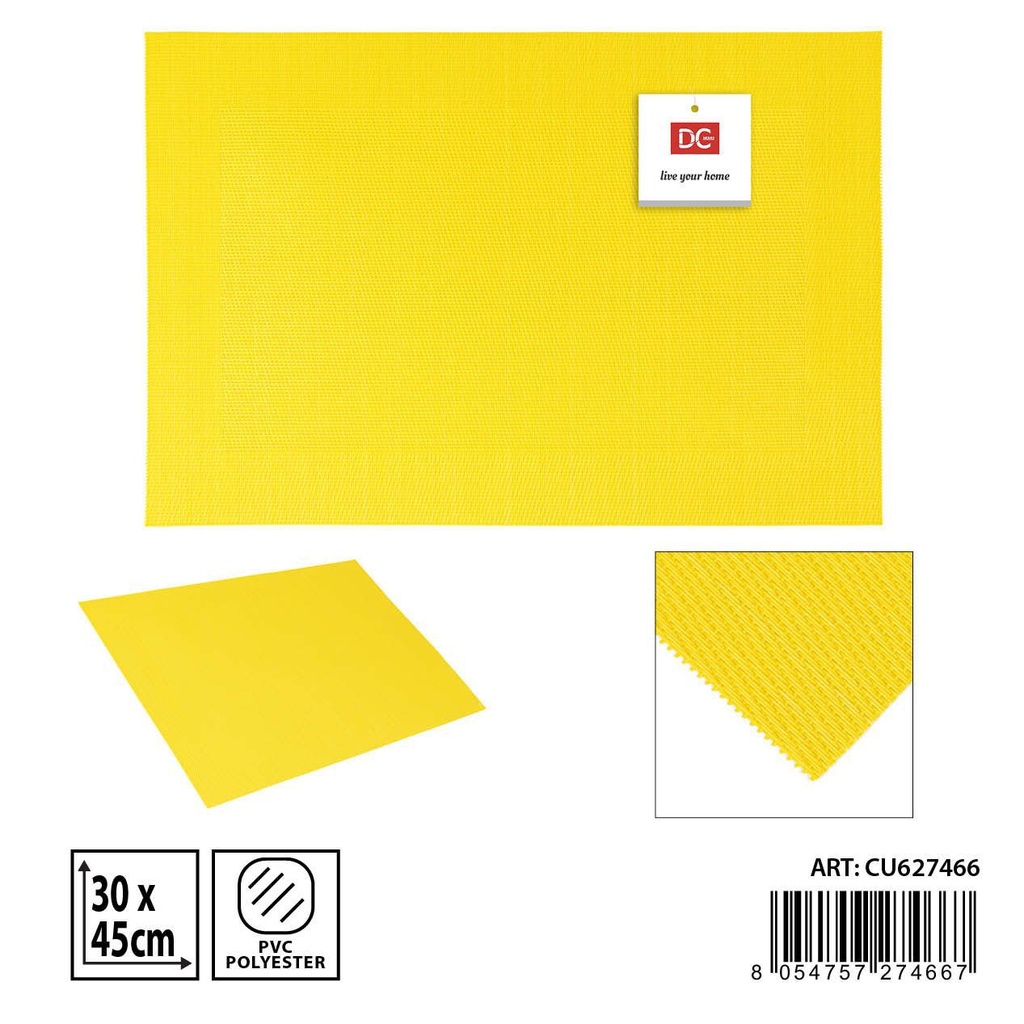 Salvamantel individual PVC amarillo 30x45cm para mesa y decoración