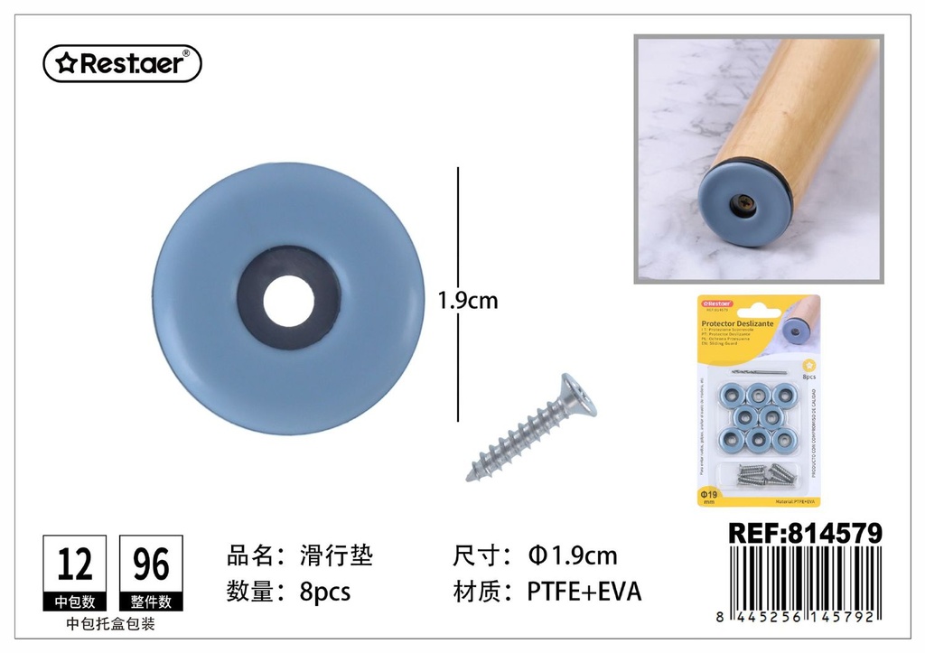 Almohadillas de teflón con tornillos para protección de superficies