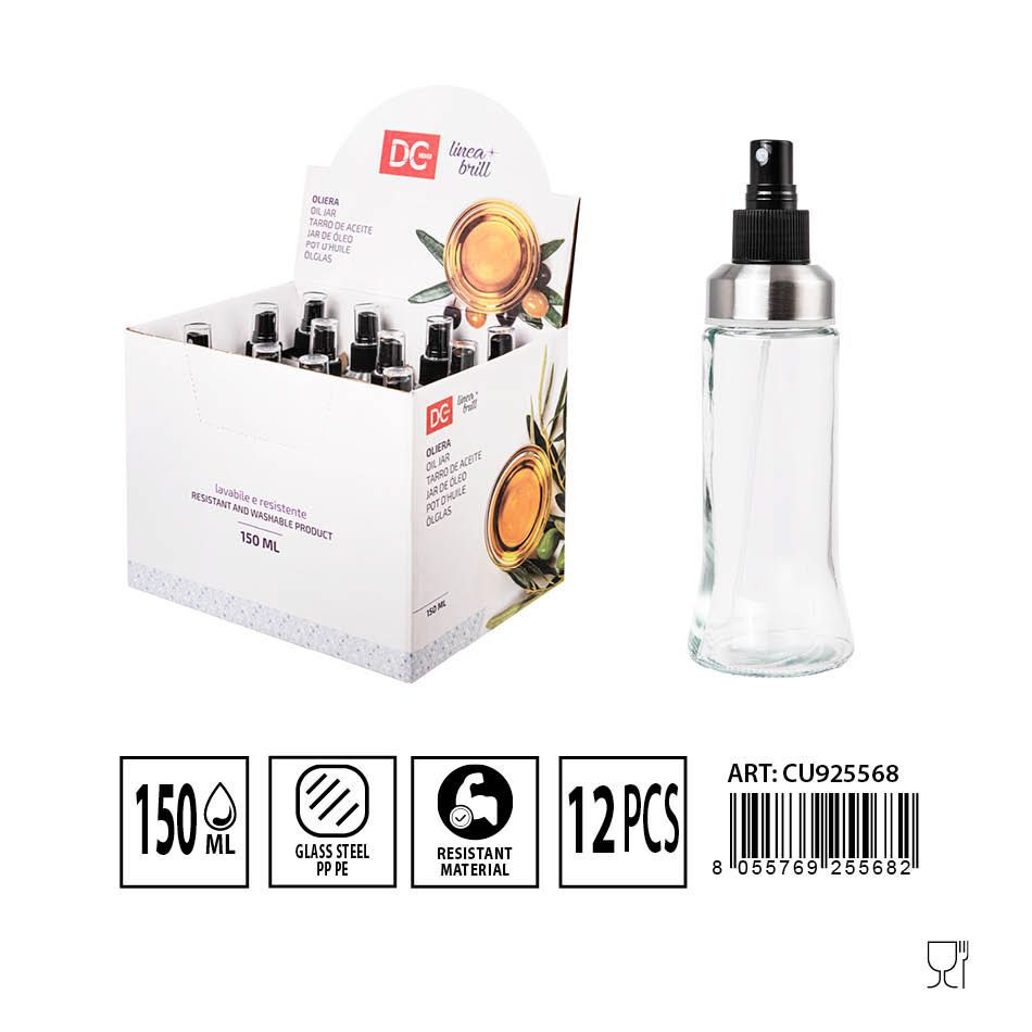 Pulverizador de cristal para aceite 150ml 6x18cm para aderezos y cocina