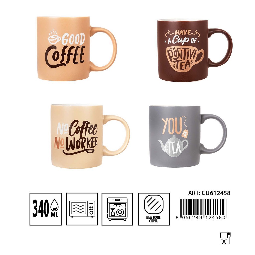 Taza de café de cerámica con dibujo 340ml para bebidas calientes