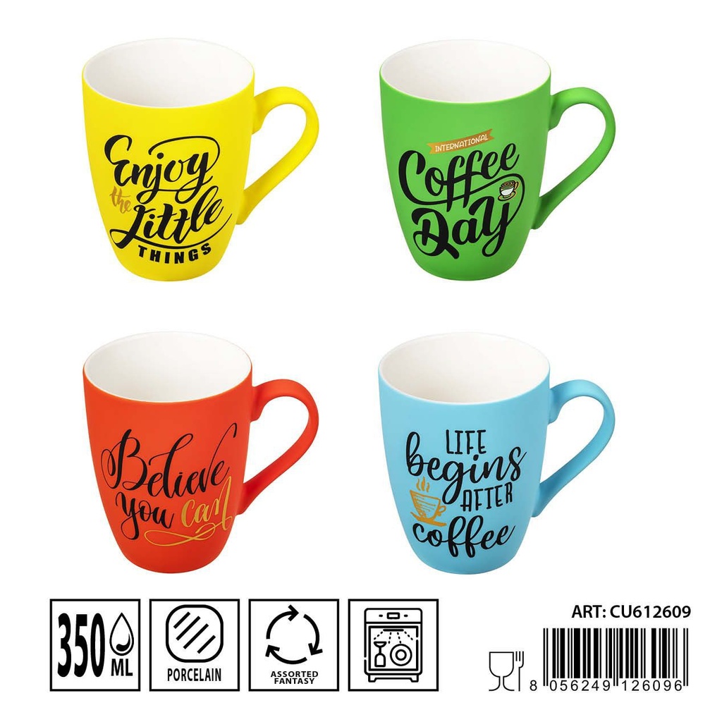 Taza fluo de cerámica 350ml para café o té