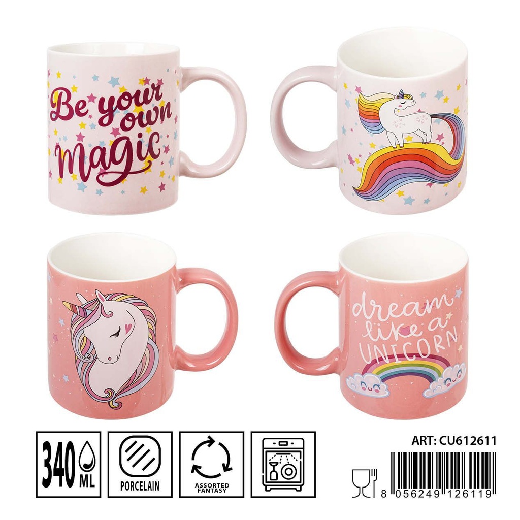 Taza unicornio de cerámica 340ml para bebidas calientes