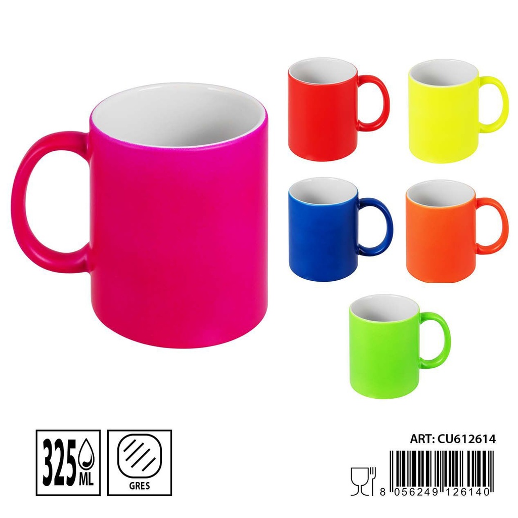 Taza cerámica fluorescente 325ml - Cristalería