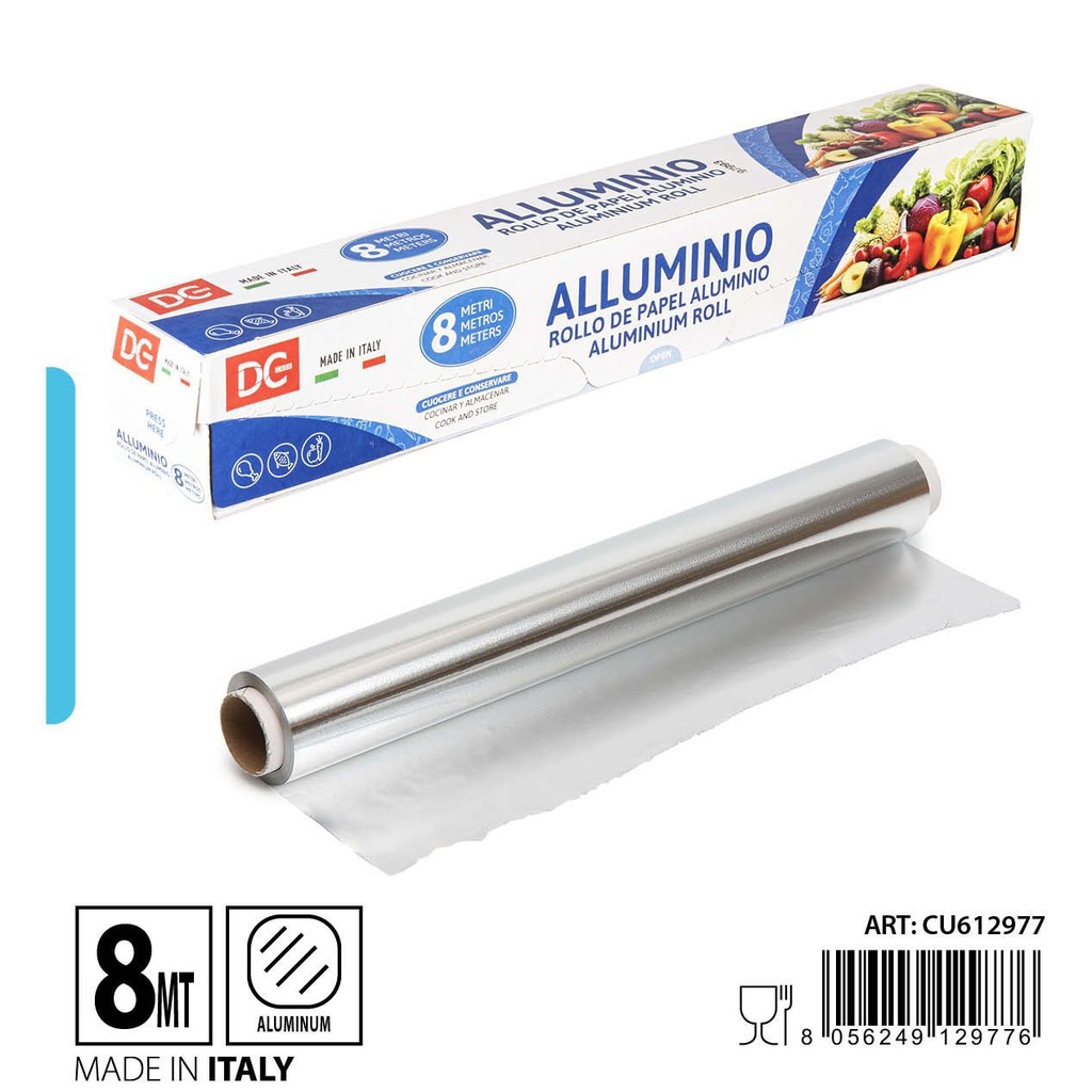 Papel aluminio 8 metros - Accesorios de cocina y productos desechables