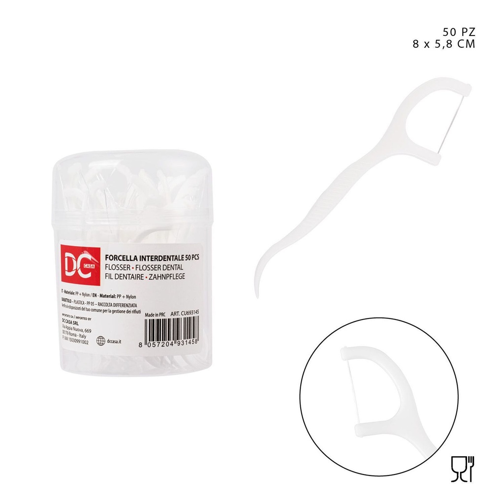 Hilo dental desechable 8x5.8cm 50pz para higiene bucal