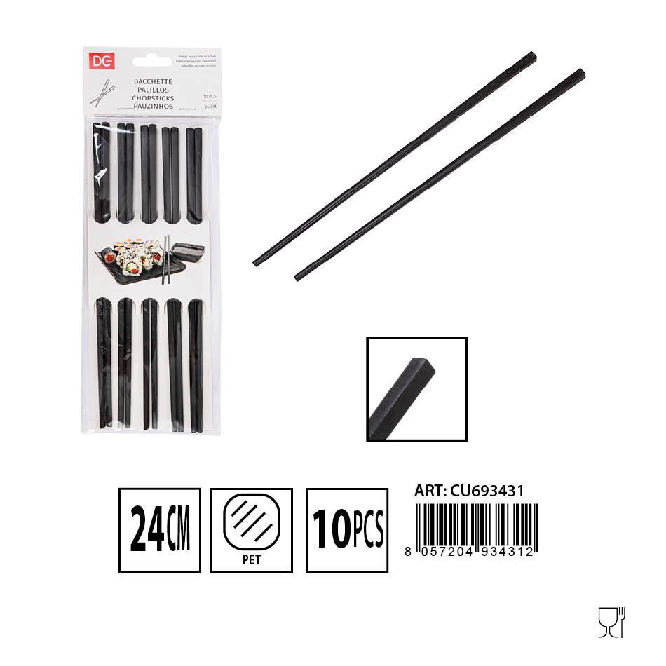 Palillos negros 5 pares 24cm para sushi